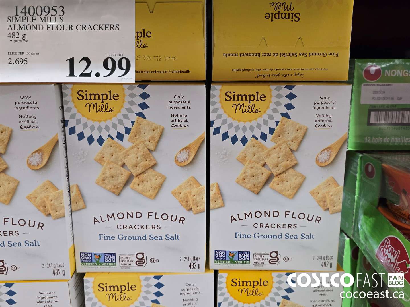 1400953 SIMPLE MILLS ALMOND FLOUR CRACKERS 482 G $12.99
