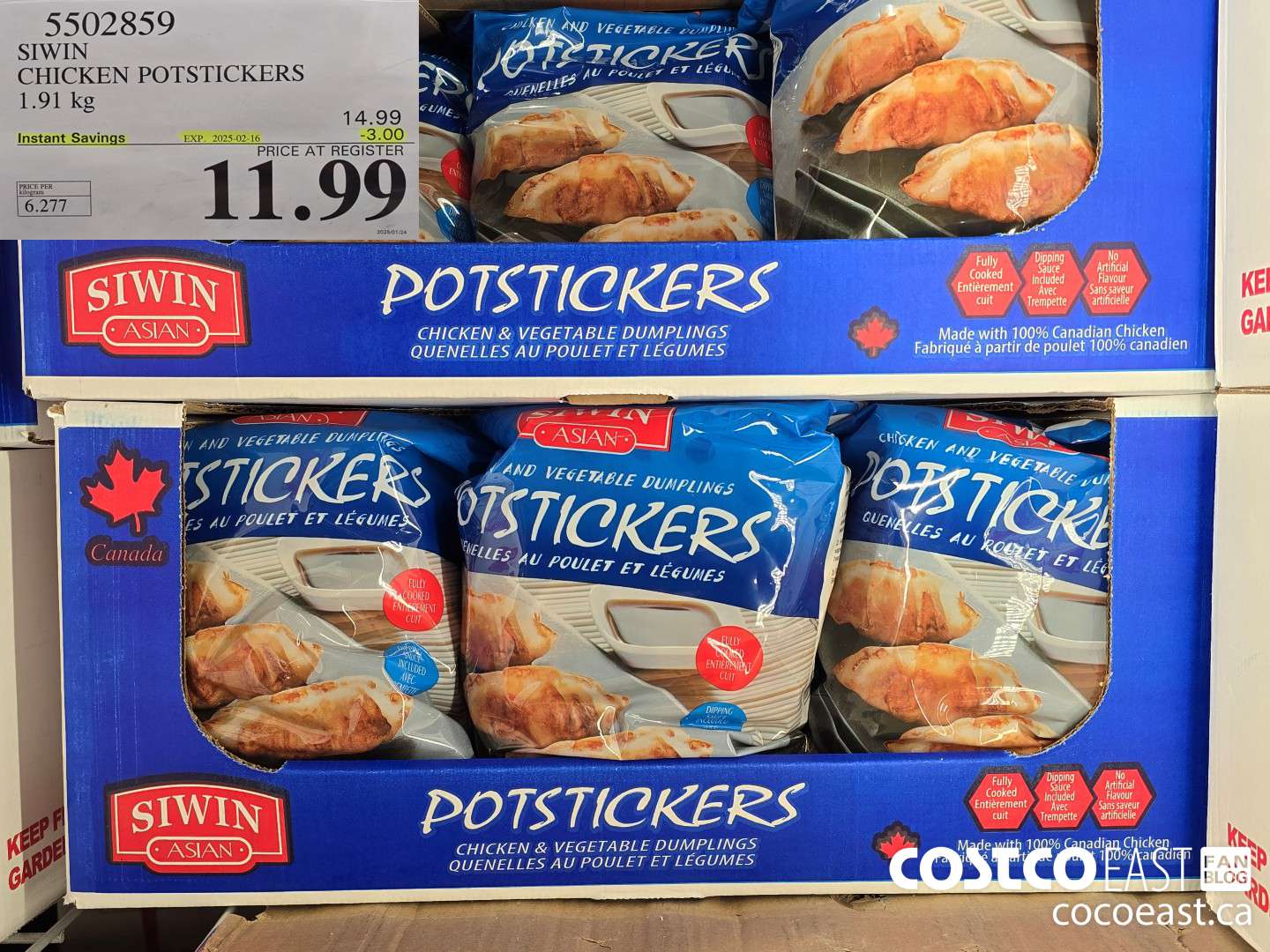 5502859 SIWIN CHICKEN POTSTICKERS 1.91 KG ($3.00 INSTANT SAVINGS EXPIRES ON 2025-02-16) $11.99