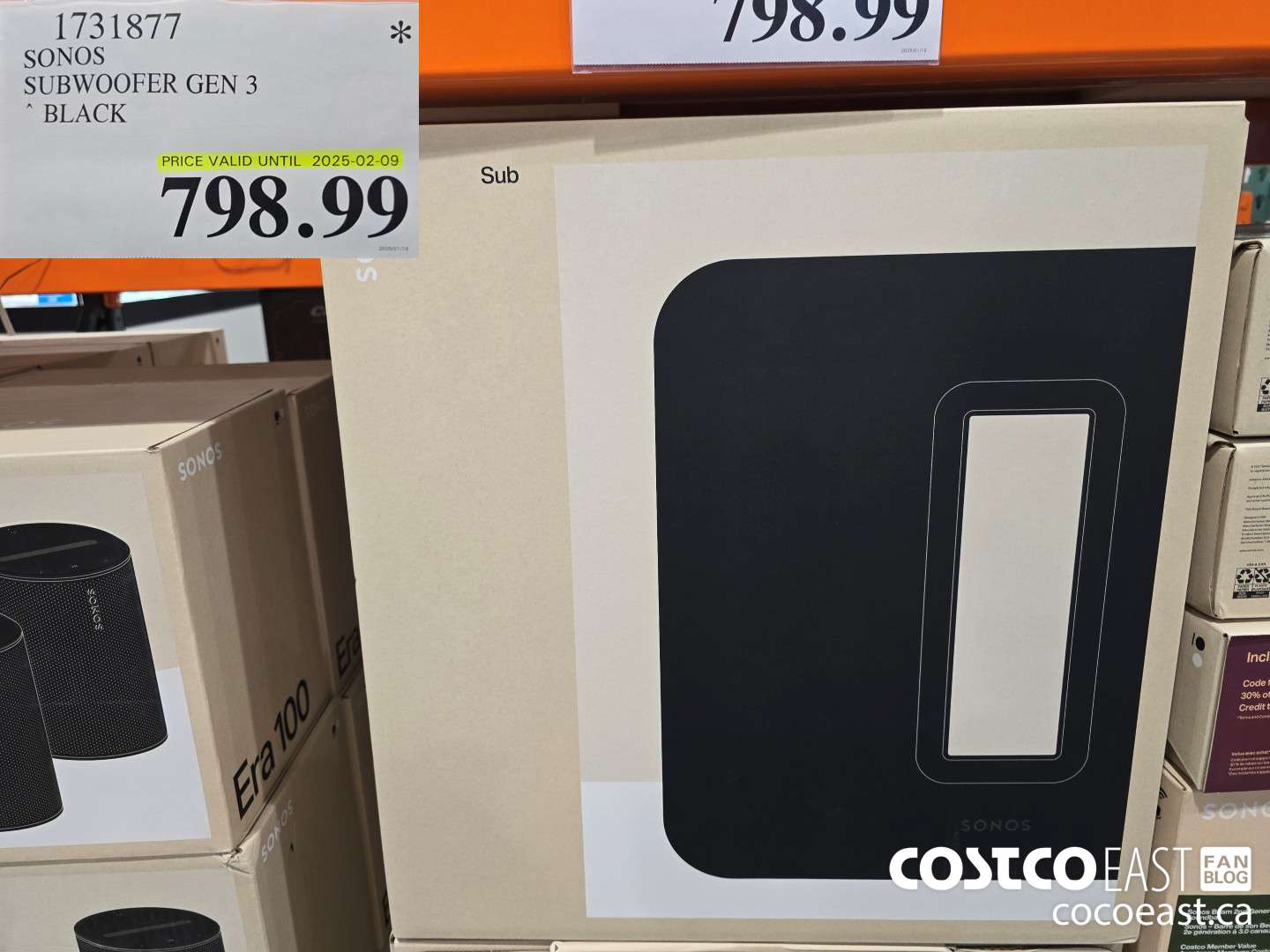 1731877 SONOS SUBWOOFER GEN 3 BLACK $798.99