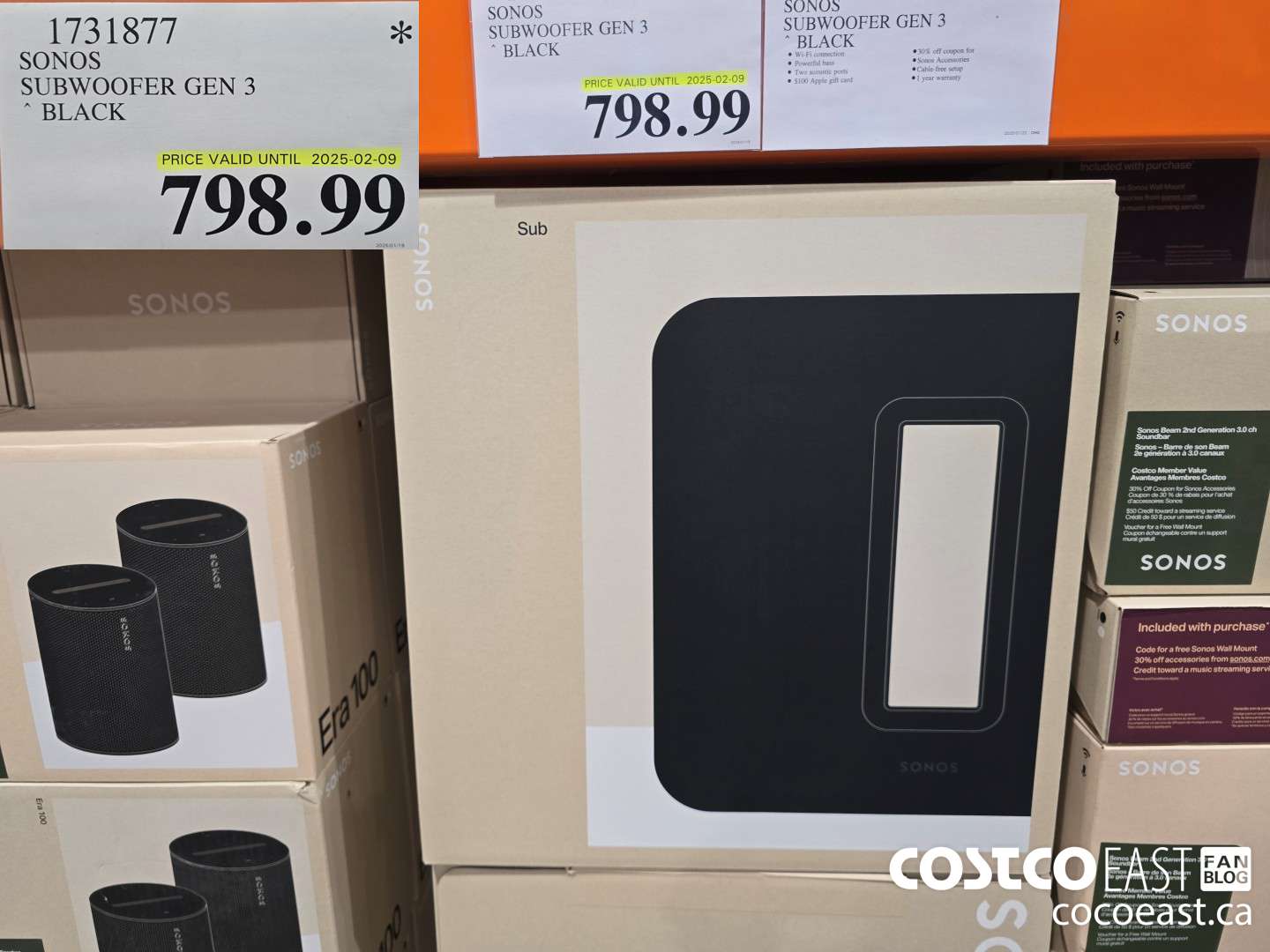 1731877 SONOS SUBWOOFER GEN 3 BLACK $798.99