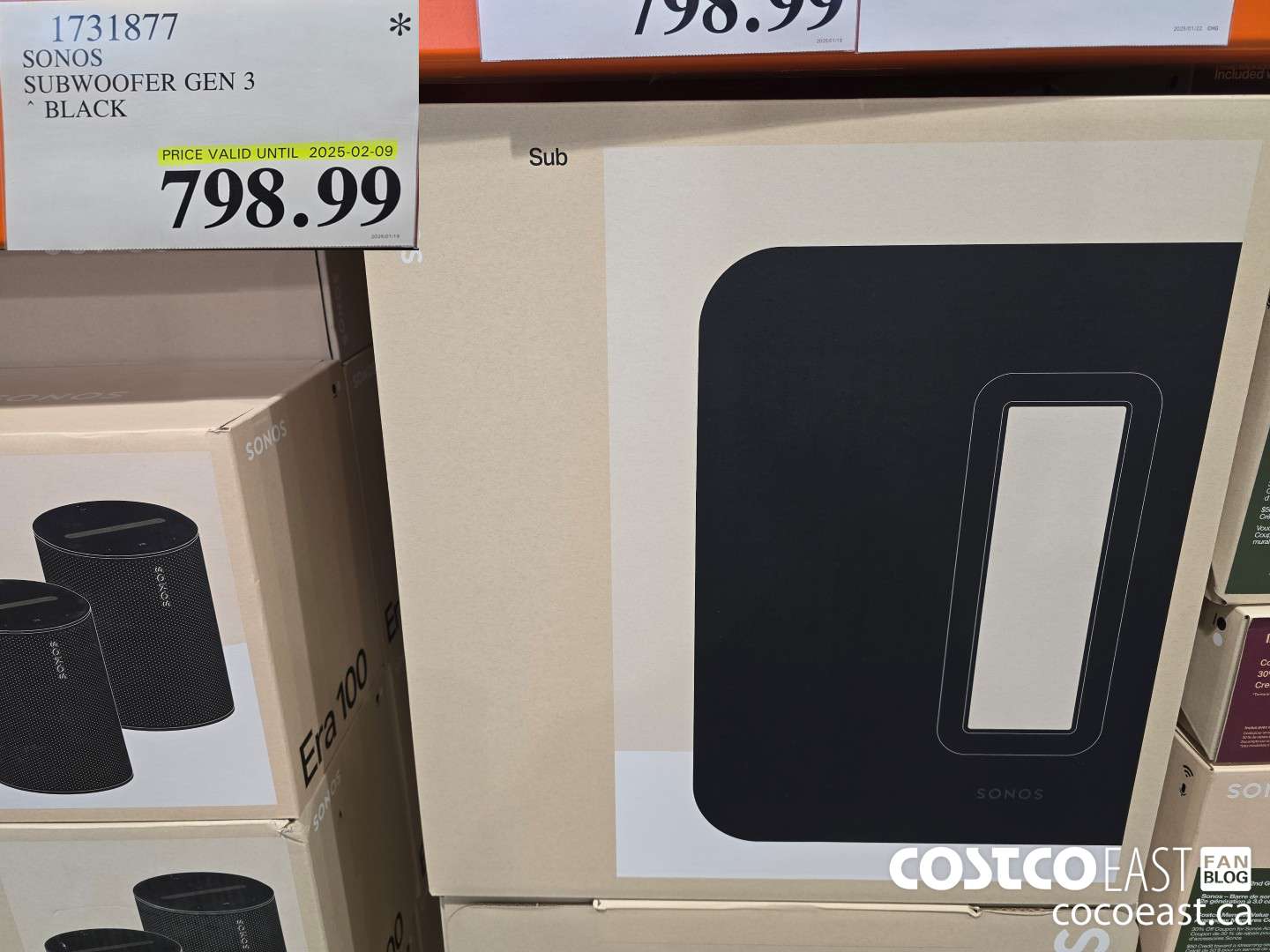 1731877 SONOS SUBWOOFER GEN 3 BLACK $798.99