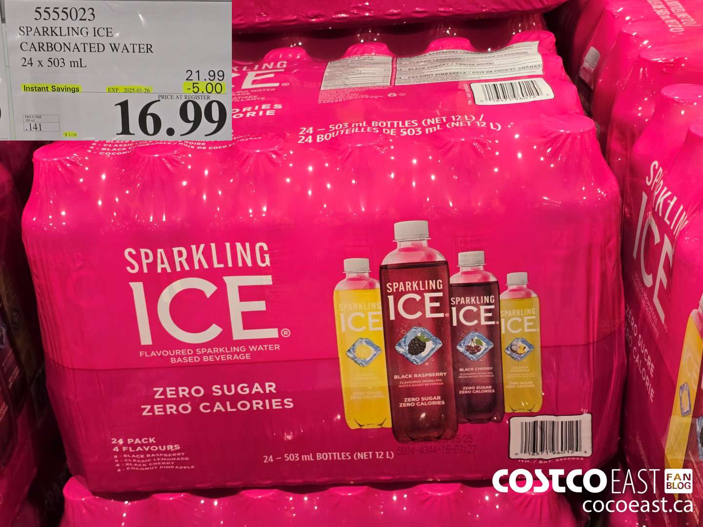 5555023 SPARKLING ICE CARBONATED WATER 24 x 503 mL ($5.00 INSTANT SAVINGS EXPIRES ON 2025-01-26) $16.99
