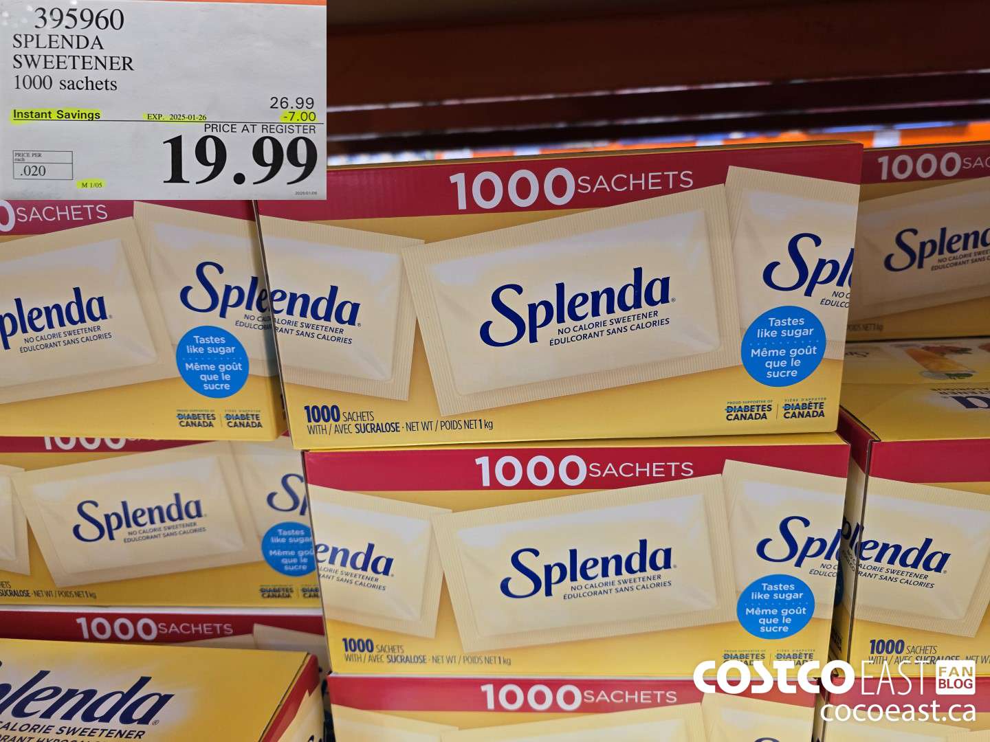 395960 SPLENDA SWEETENER 1000 PACKETS ($7.00 INSTANT SAVINGS EXPIRES ON 2025-01-26) $19.99