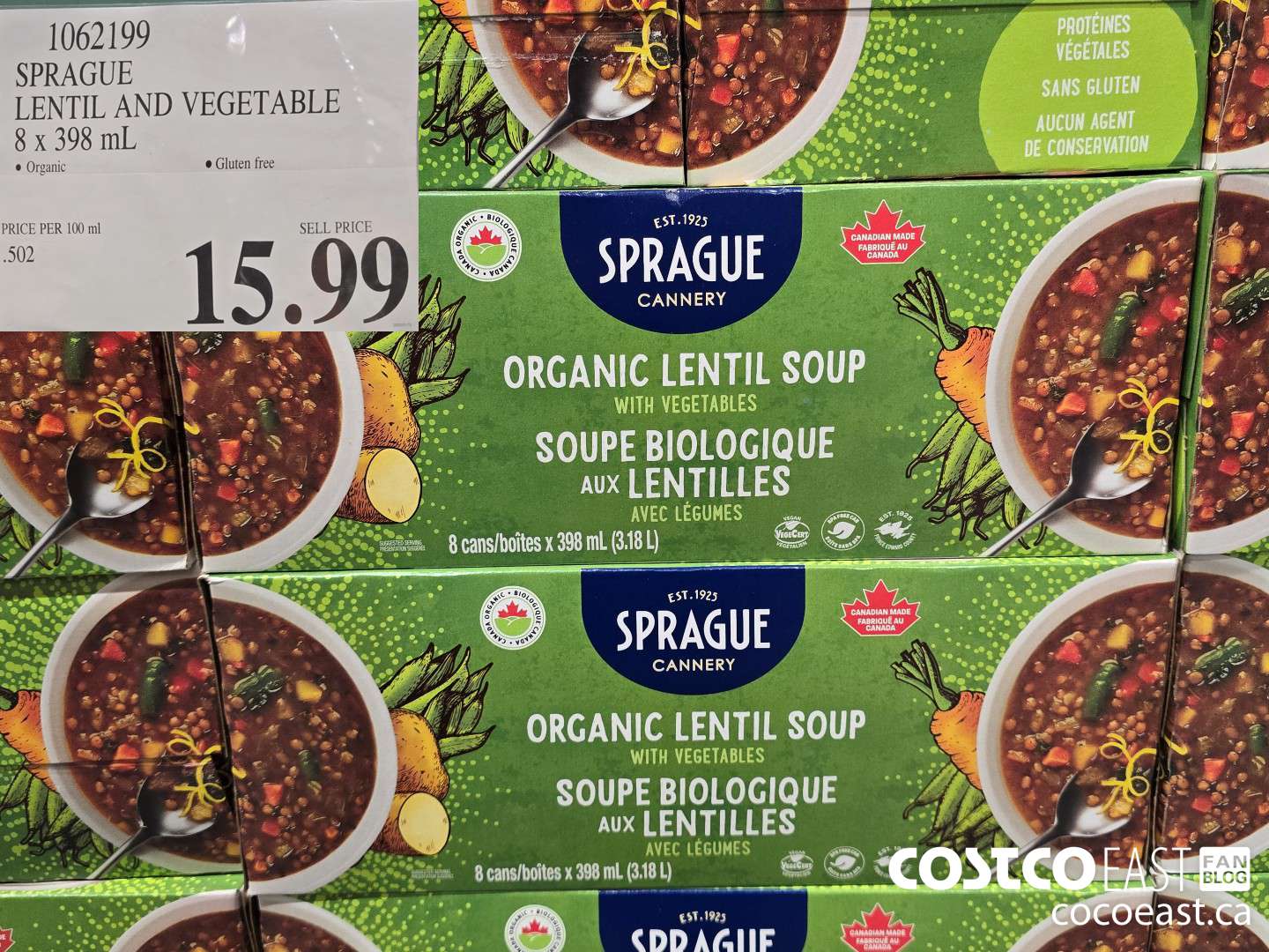 1062199 SPRAGUE LENTIL&VEGETABLE SOUP 8 X 398 ML $15.99