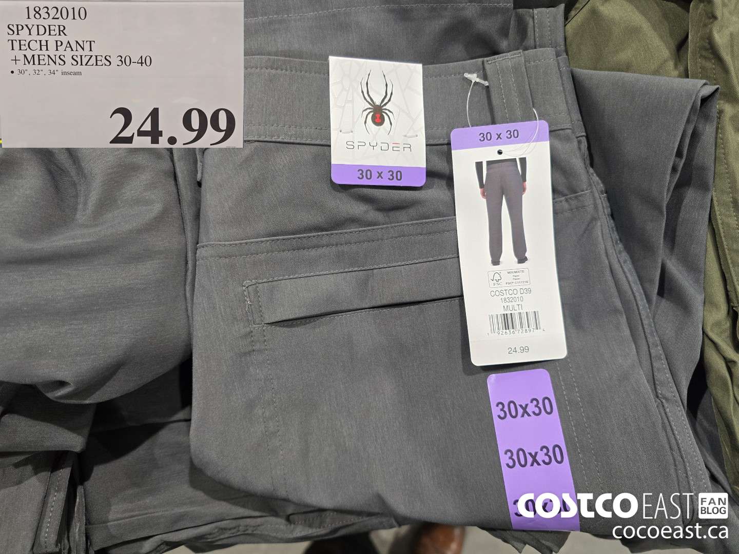 1832010 SPYDER TECH PANT +MENS SIZES 30-40 $24.99