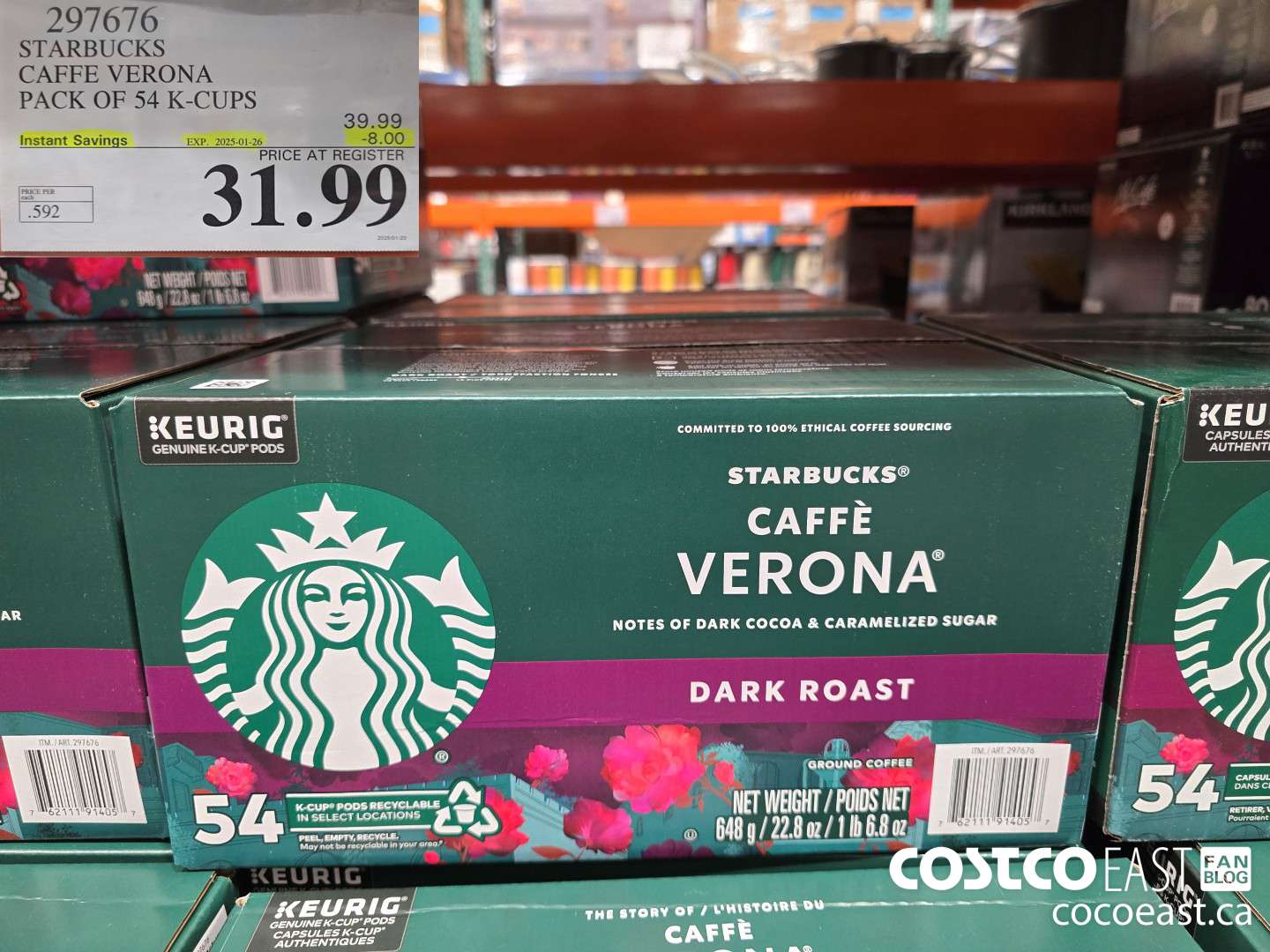 297676 STARBUCKS CAFFE VERONA PACK OF 54 K-CUPS ($8.00 INSTANT SAVINGS EXPIRES ON 2025-01-26) $31.99