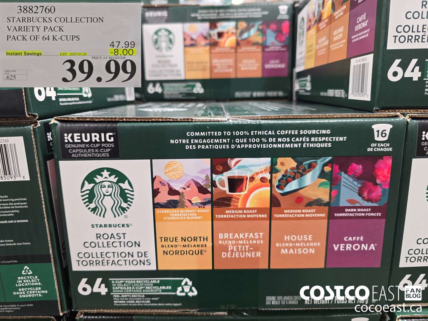 3882760 STARBUCKS COLLECTION VARIETY PACK PACK OF 64 K-CUPS ($8.00 INSTANT SAVINGS EXPIRES ON 2024-01-26) $39.99