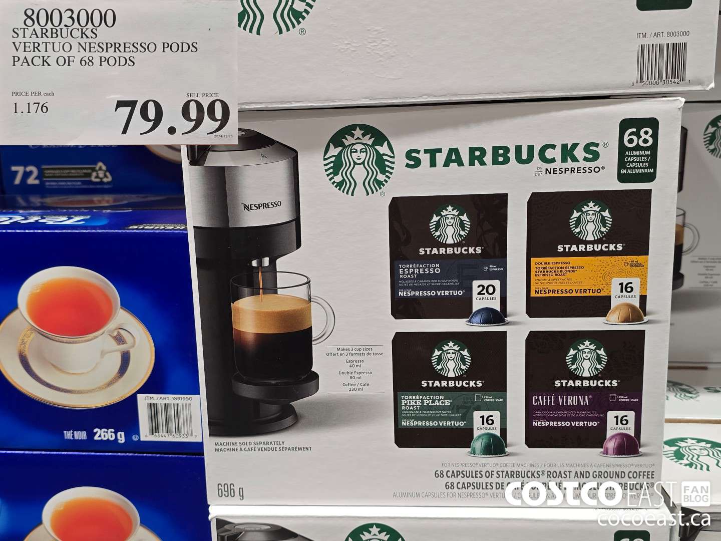 8003000 STARBUCKS VERTUO NESPRESSO PODS PACK OF 68 PODS $79.99
