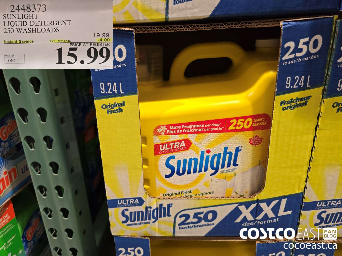 2448373 SUNLIGHT LIQUID DETERGENT 250 wash loads ($4.00 INSTANT SAVINGS EXPIRES ON 2025-02-16) $15.99
