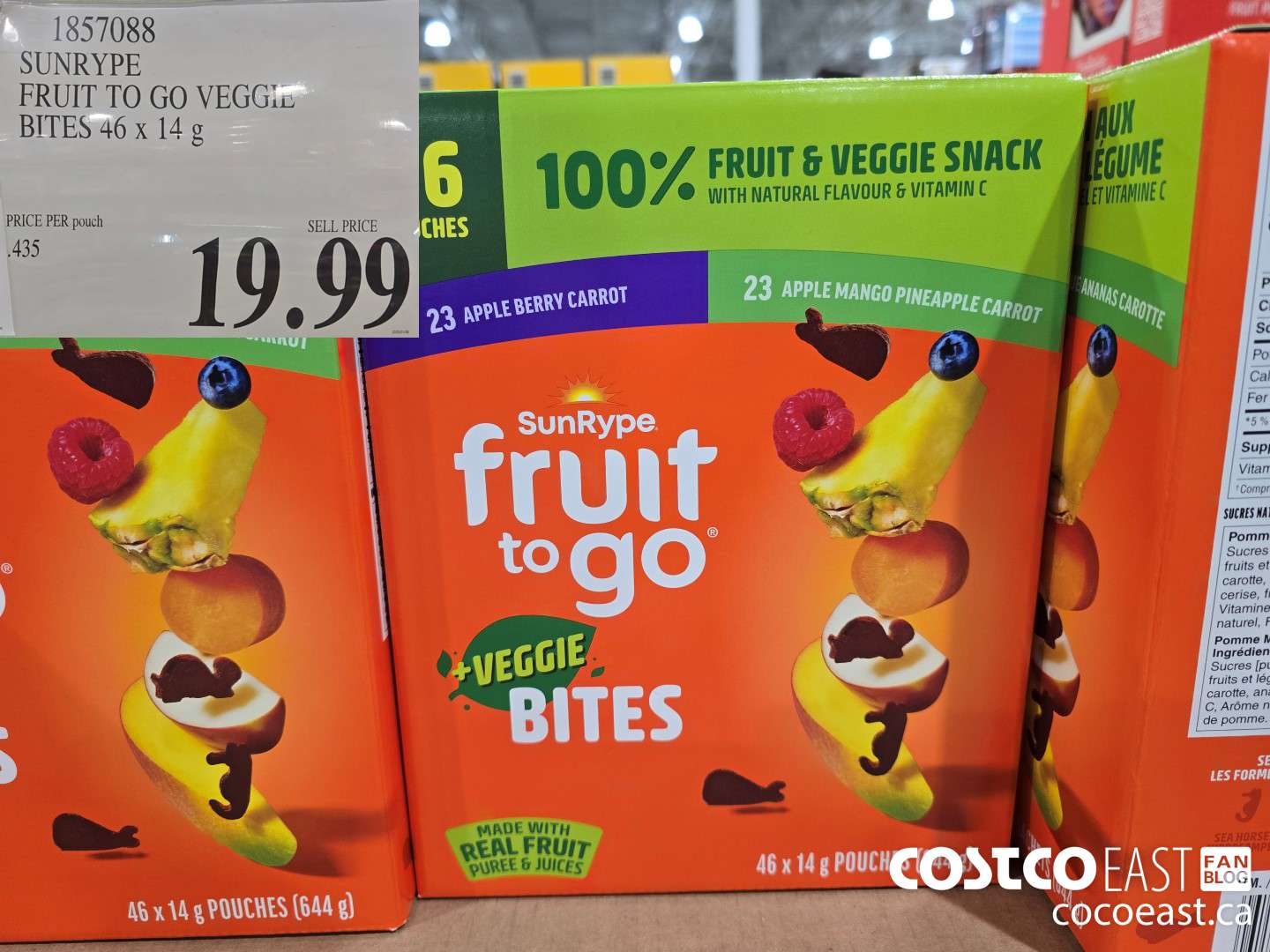 1857088 SUNRYPE FRUIT TO GO VEGGIE BITES 46 x 14 G $19.99