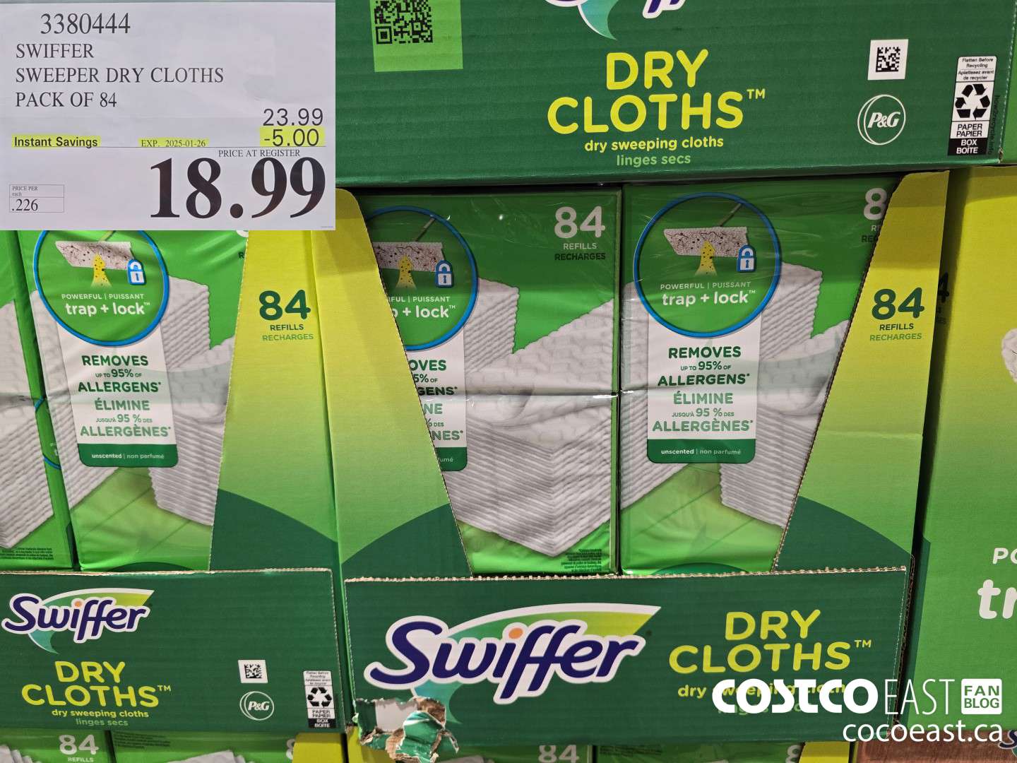 3380444 SWIFFER SWEEPER DRY CLOTHS PACK OF 84 ($5.00 INSTANT SAVINGS EXPIRES ON 2025-01-26) $18.99