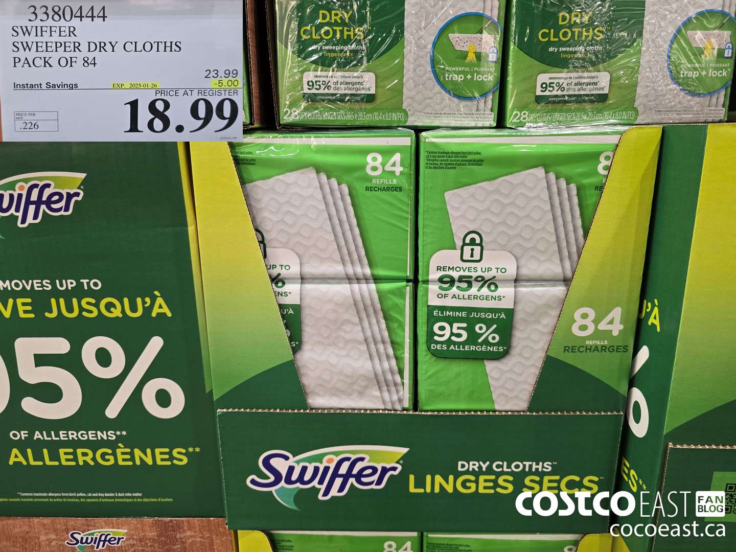 3380444 SWIFFER SWEEPER DRY CLOTHS PACK OF 84 ($5.00 INSTANT SAVINGS EXPIRES ON 2025-01-26) $18.99
