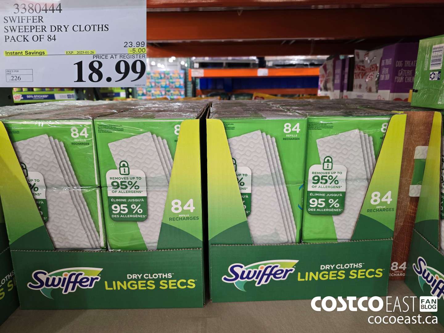 3380444 SWIFFER SWEEPER DRY CLOTHS PACK OF 84 ($5.00 INSTANT SAVINGS EXPIRES ON 2025-01-26) $18.99