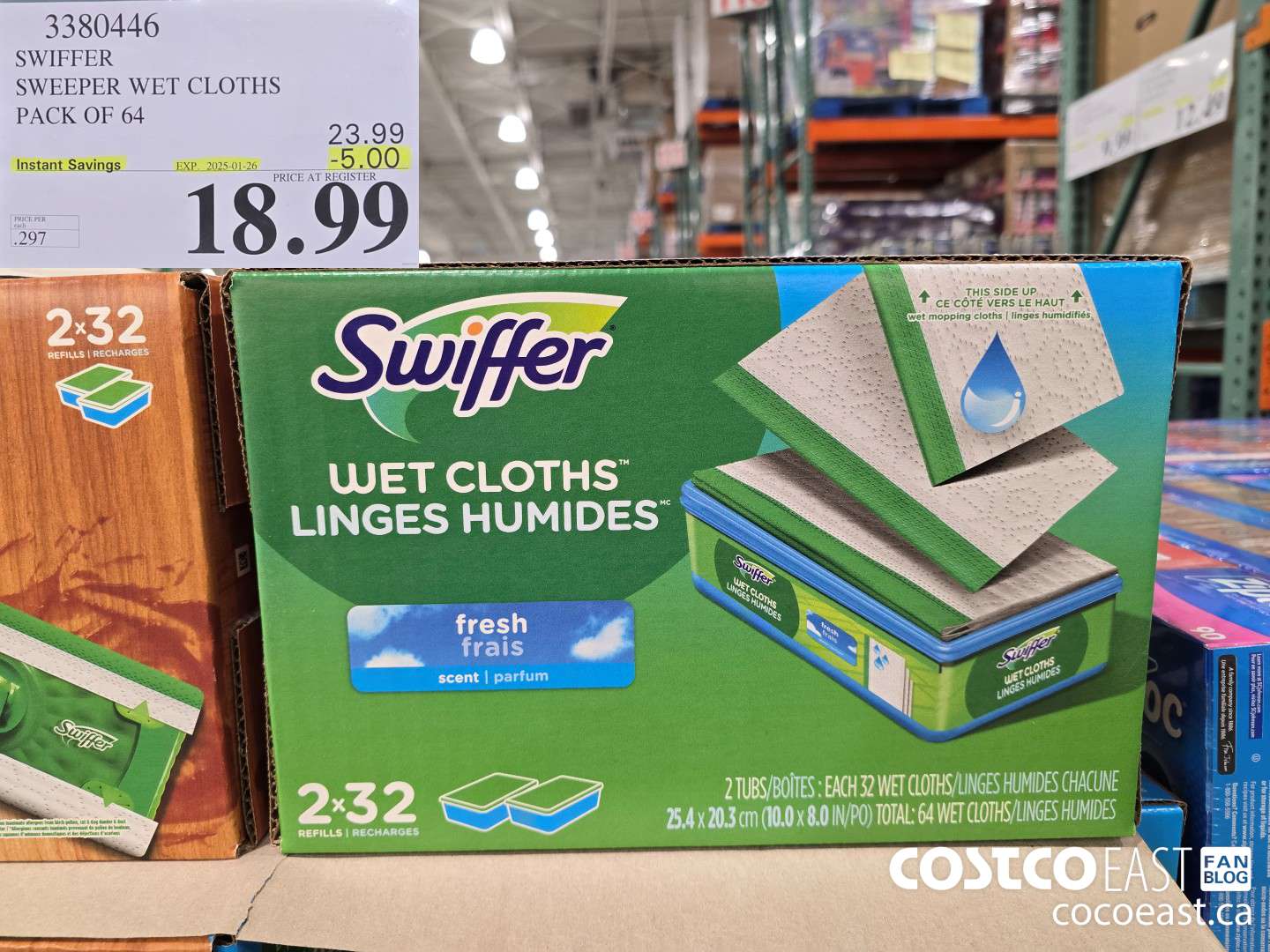 3380446 SWIFFER SWEEPER WET REFILLS PACK OF 64 ($5.00 INSTANT SAVINGS EXPIRES ON 2025-01-26) $18.99