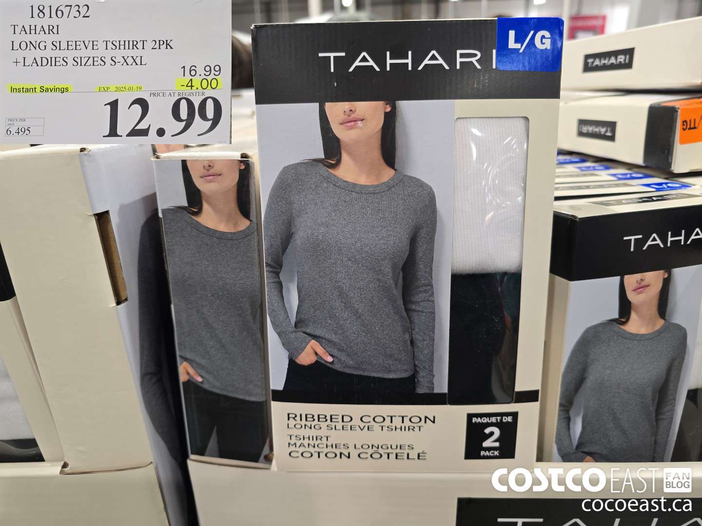 1816732 TAHARI LONG SLEEVE TSHIRT 2PK + LADIES SIZES S-XXL 12.99 ($16.99 INSTANT SAVINGS EXPIRES ON 2025-01-19) $4.00