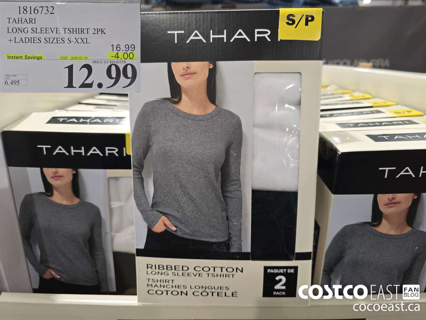 1816732 TAHARI LONG SLEEVE TSHIRT 2PK + LADIES SIZES S-XXL 12.99 ($16.99 INSTANT SAVINGS EXPIRES ON 2025-01-19) $4.00