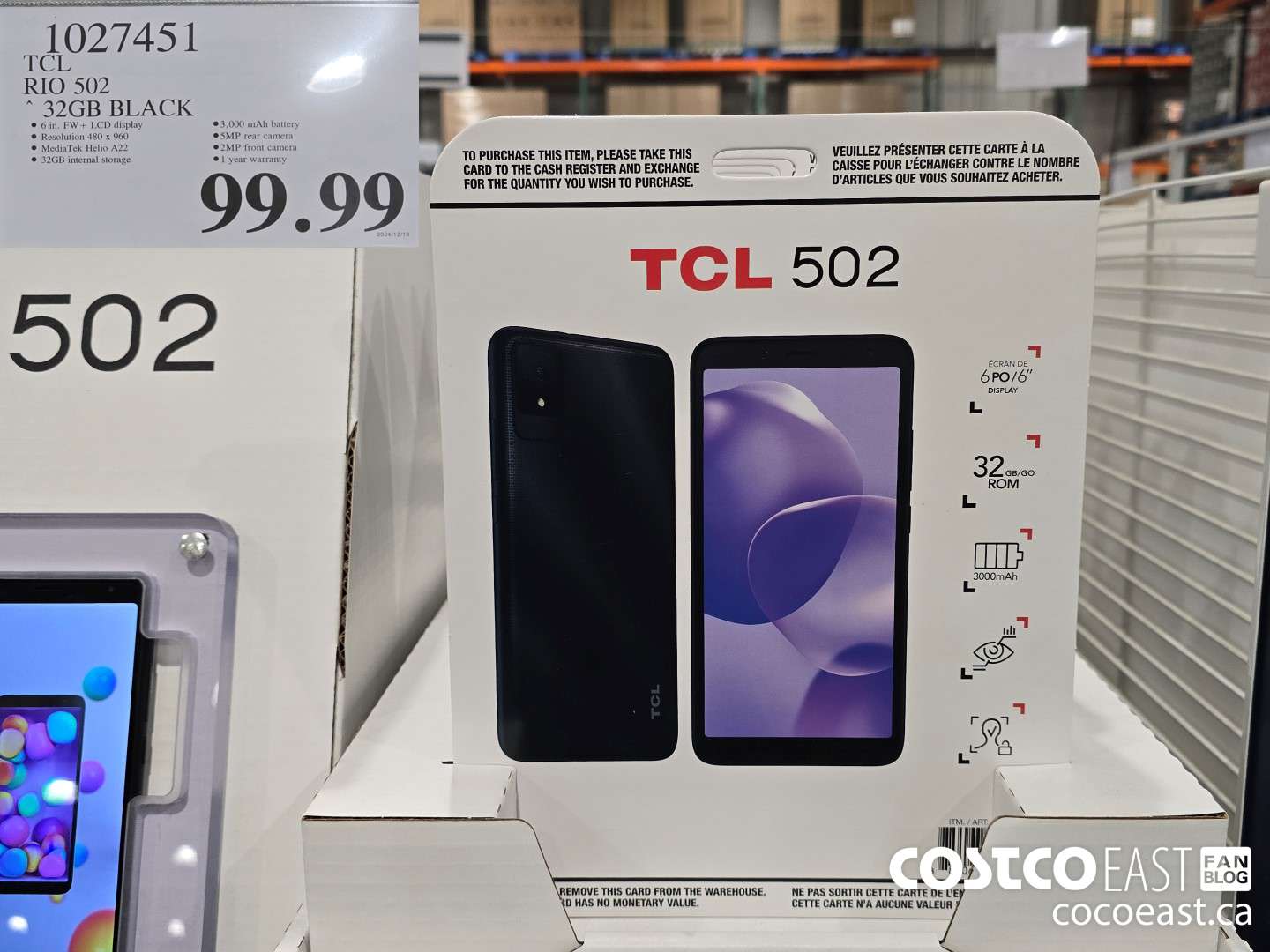 1027451 TCL RIO 502 32GB BLACK $99.99