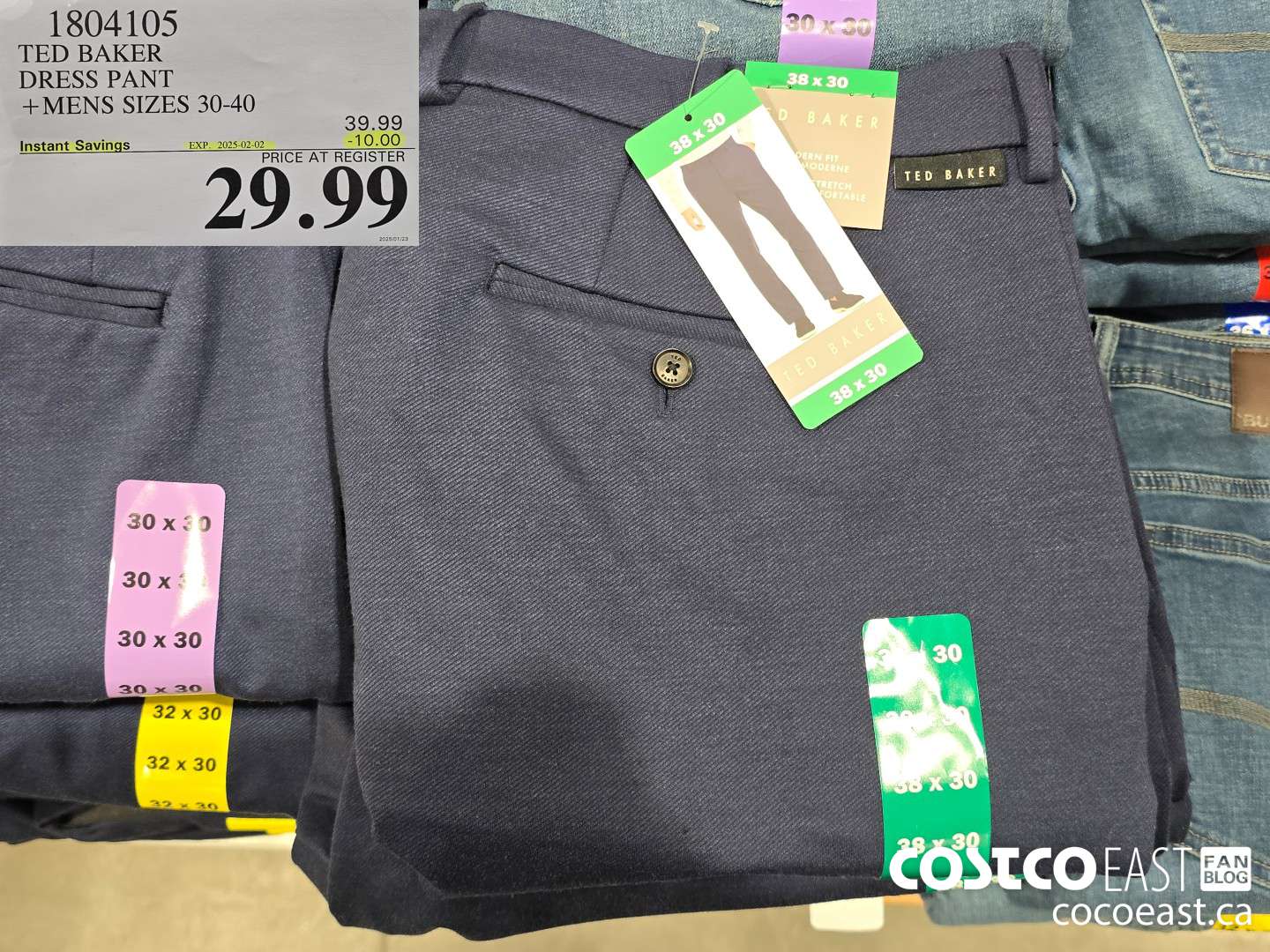 1804105 TED BAKER DRESS PANT +MENS SIZES 30-40 ($10.00 INSTANT SAVINGS EXPIRES ON 2025-02-02) $29.99