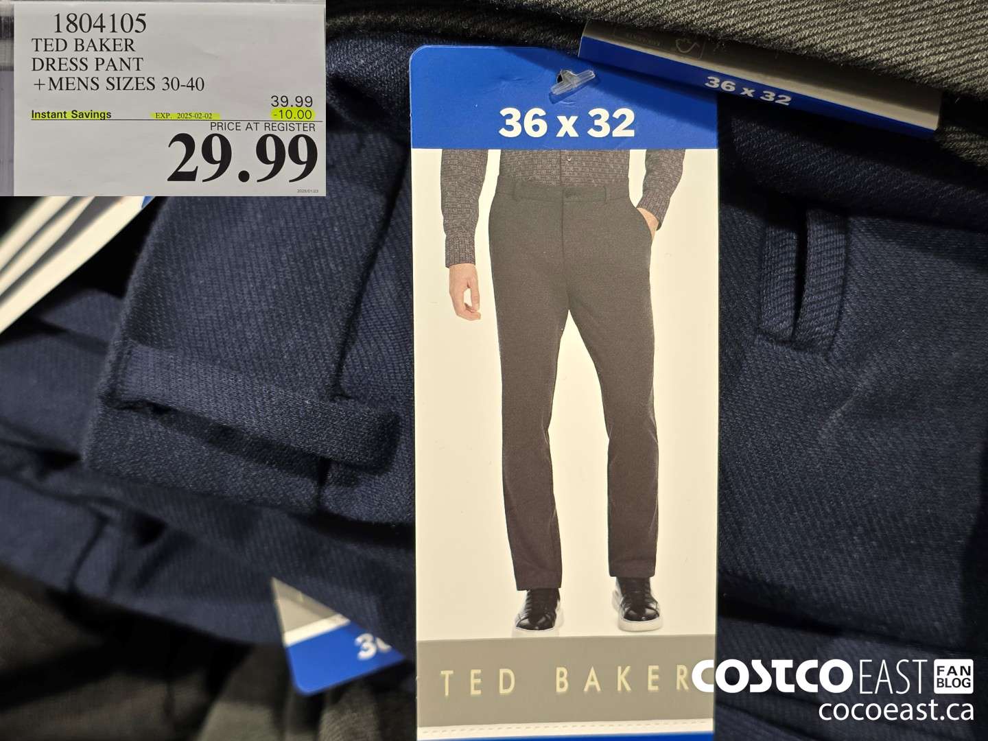 1804105 TED BAKER DRESS PANT +MENS SIZES 30-40 ($10.00 INSTANT SAVINGS EXPIRES ON 2025-02-02) $29.99