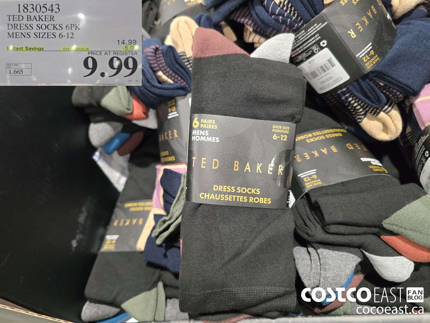 1830543 TED BAKER DRESS SOCKS 6PK MENS SIZES 6-12 ($5.00 INSTANT SAVINGS EXPIRES ON 2025-01-26) $9.99