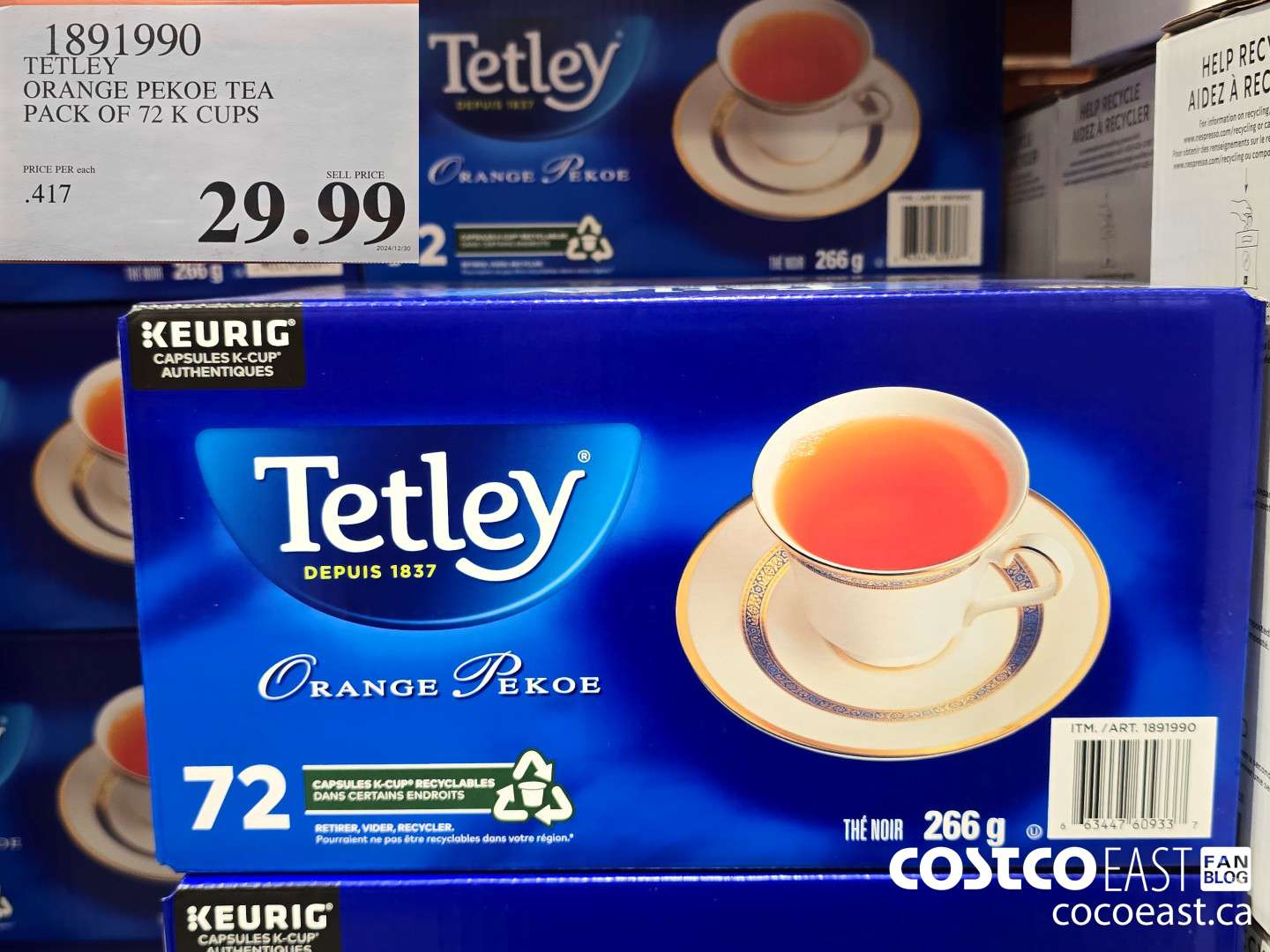 1891990 TETLEY ORANGE PEKOE TEA PACK OF 72 K CUPS $29.99
