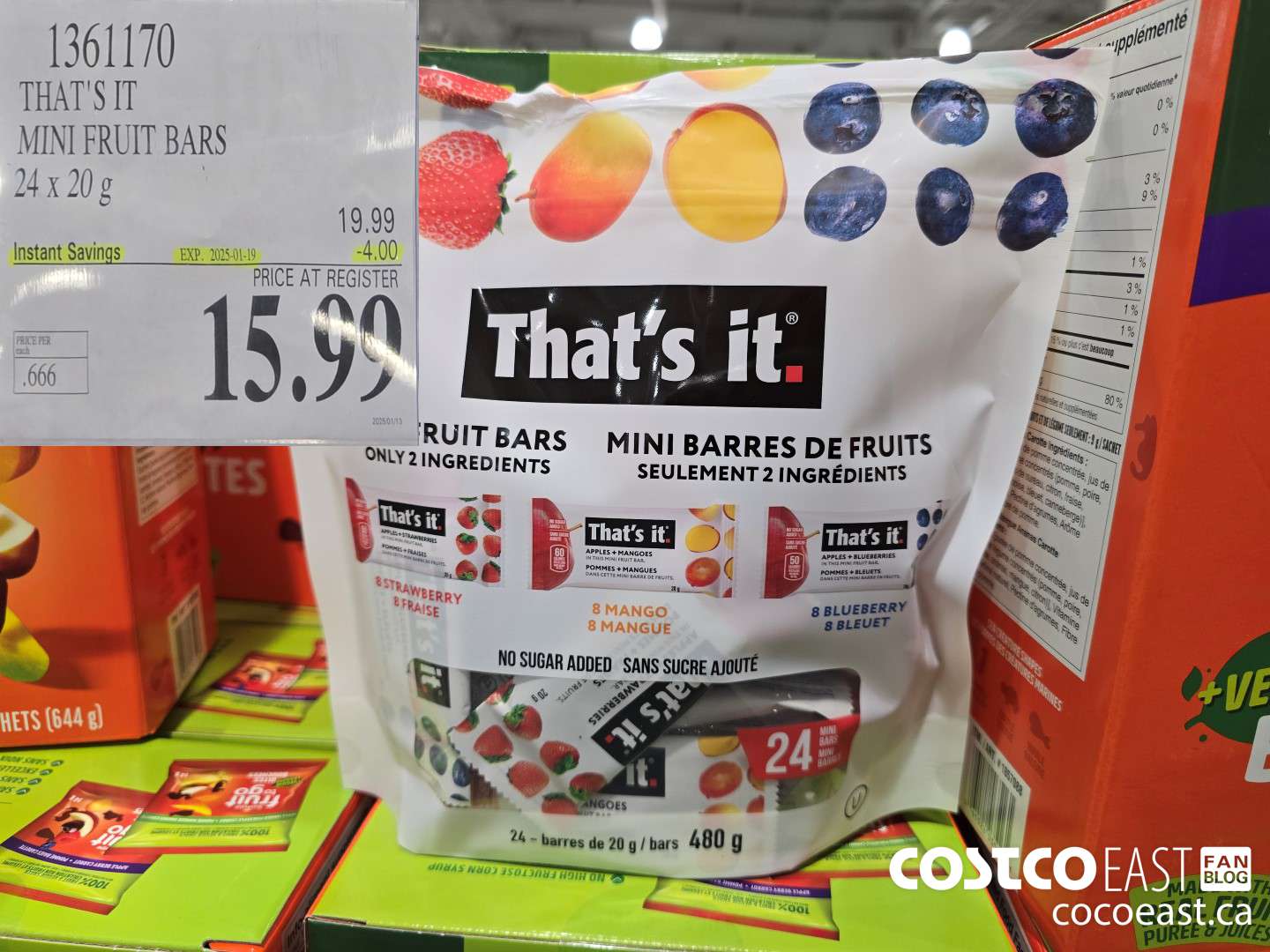 1361170 THAT'S IT MINI FRUIT BARS 24 x 20 g ($4.00 INSTANT SAVINGS EXPIRES ON 2025-01-19) $15.99