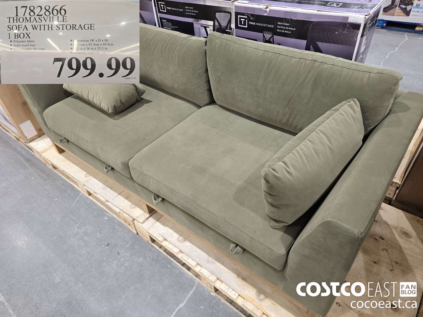 1782866 THOMASVII LE SOFA WITH STORAGE 1 BOX $799.99
