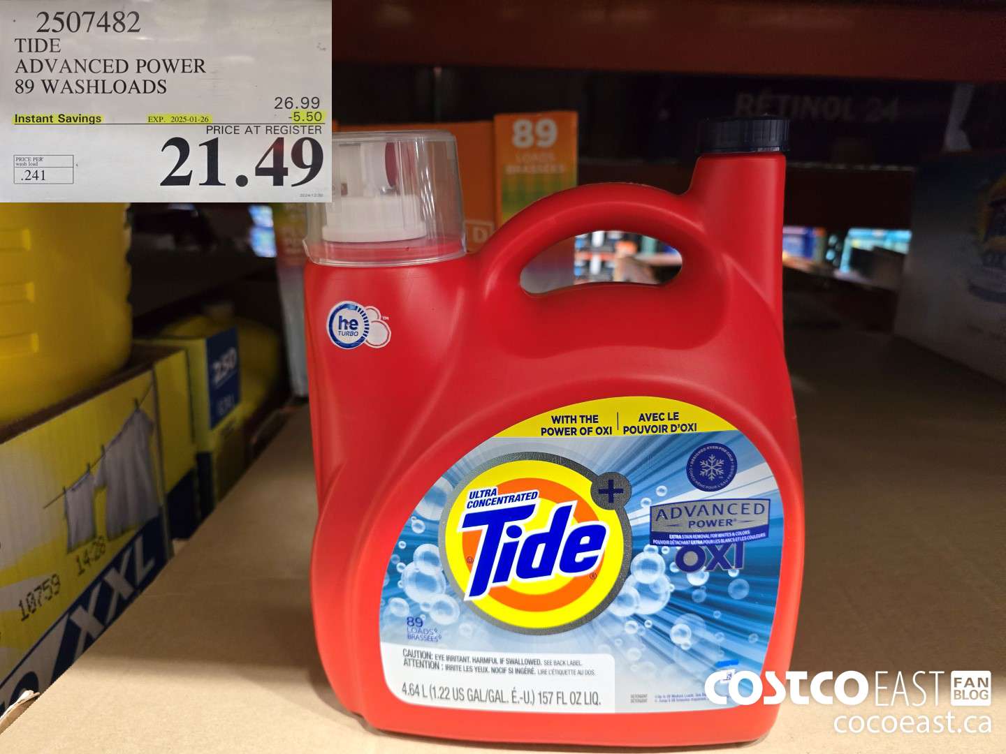 2507482 TIDE ADVANCED POWER 89 WASHLOADS  ($5.50 INSTANT SAVINGS EXPIRES ON 2025-01-26) $21.49