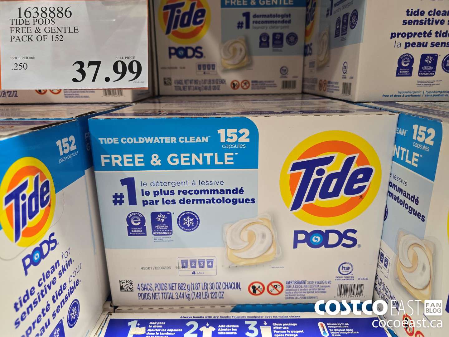 1638886 TIDE PODS FREE & GENTLE PACK OF 152 $37.99