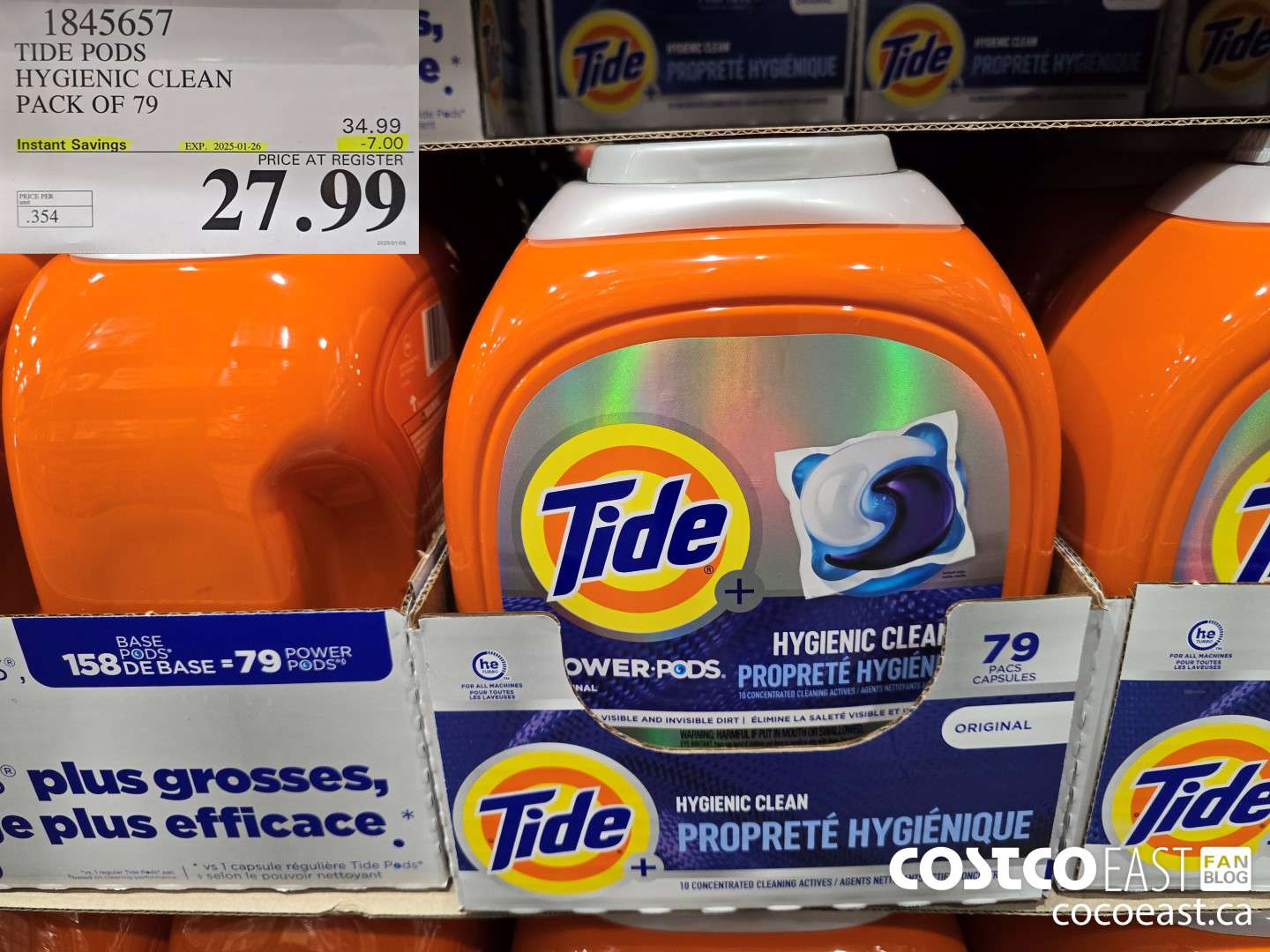 1845657 TIDE PODS HYGIENIC CLEAN PACK OF 79 ($7.00 INSTANT SAVINGS EXPIRES ON 2025-01-26) $27.99