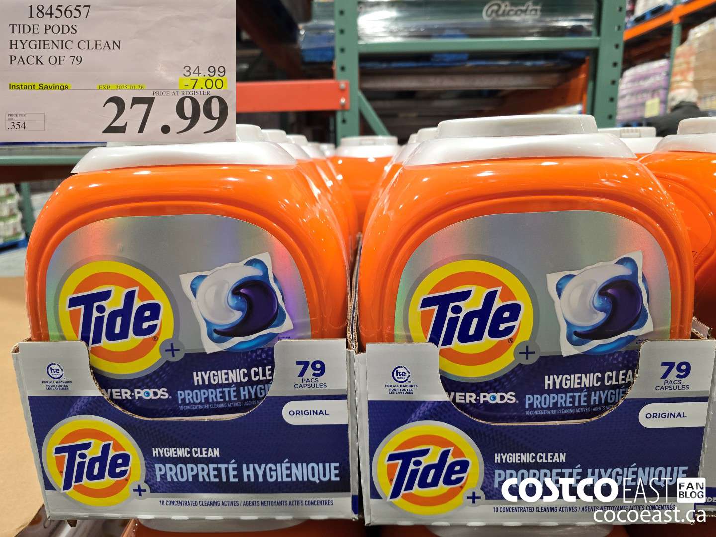1845657 TIDE PODS HYGIENIC CLEAN PACK OF 79 ($7.00 INSTANT SAVINGS EXPIRES ON 2025-01-26) $27.99