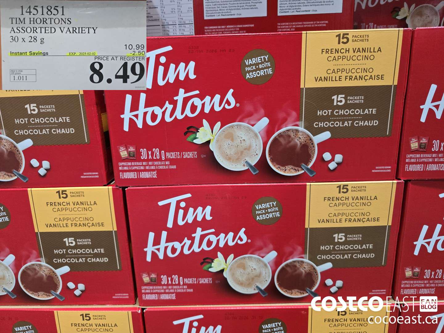 1451851 TIM HORTONS ASSORTED VARIETY 30 X 28G ($2.50 INSTANT SAVINGS EXPIRES ON 2025-02-02) $8.49