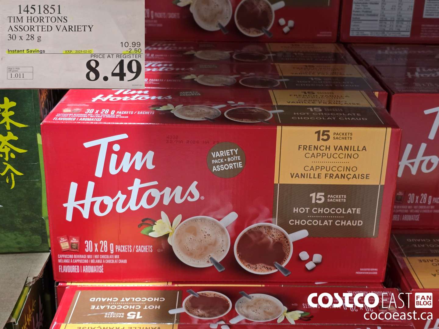 1451851 TIM HORTONS ASSORTED VARIETY 30 X 28G ($2.50 INSTANT SAVINGS EXPIRES ON 2025-02-02) $8.49