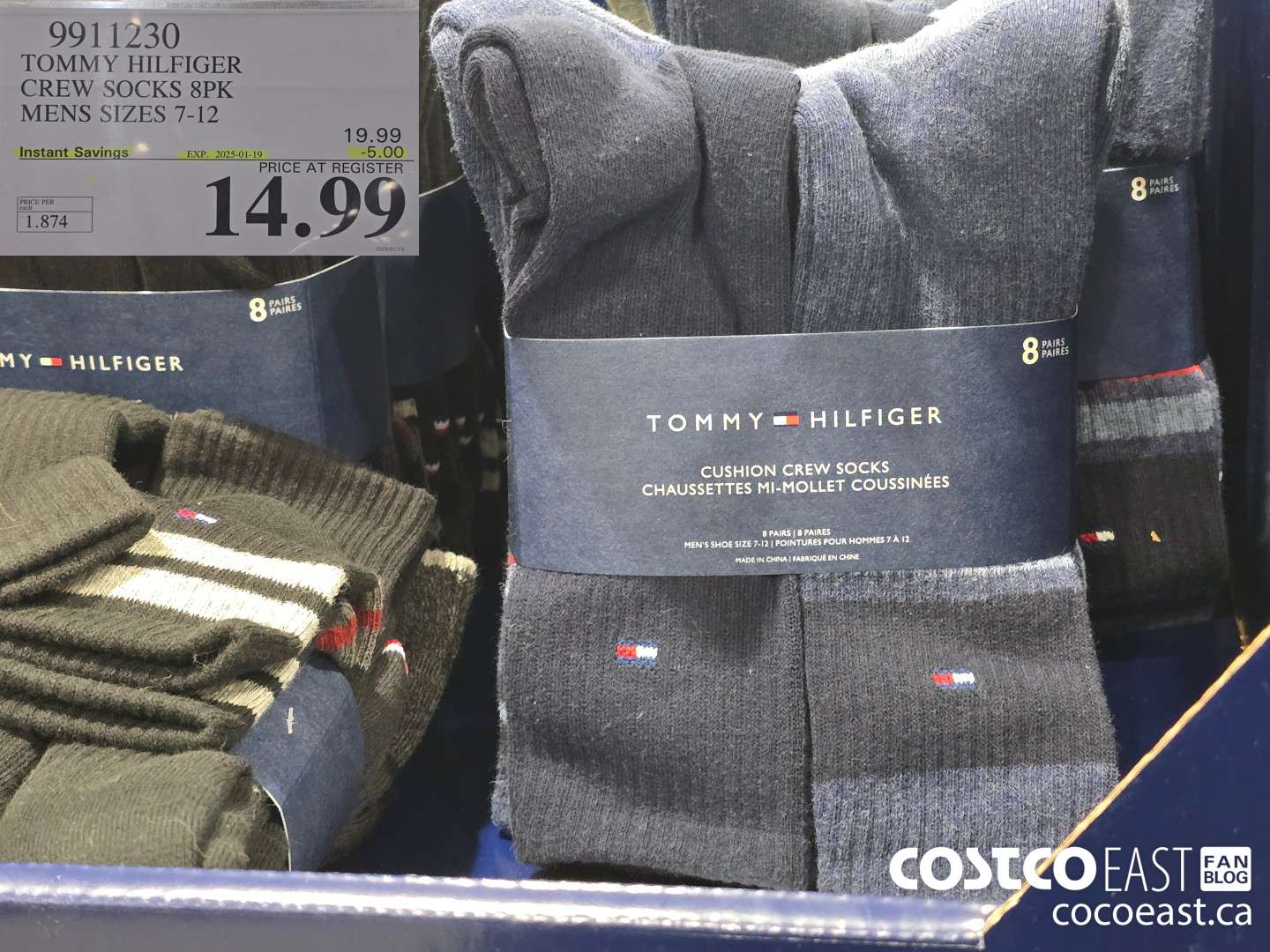 9911230 TOMMY HILFIGER CREW SOCK 8PK MENS SIZES 7-12 ($5.00 INSTANT SAVINGS EXPIRES ON 2025-01-19) $14.99