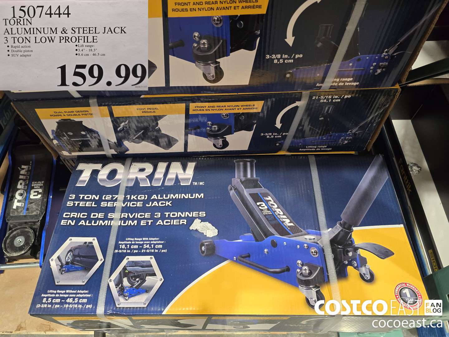1507444 TORIN ALUMINUM & STEEL JACK 3 TON LOW PROFILE $159.99