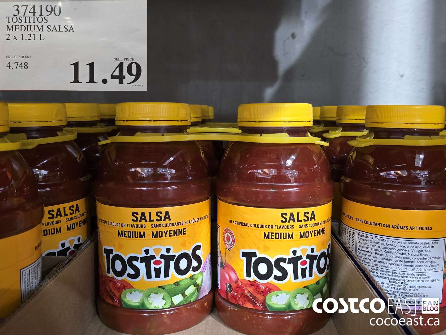 374190 TOSTITOS MEDIUM SALSA 2 X 1.21 L $11.49