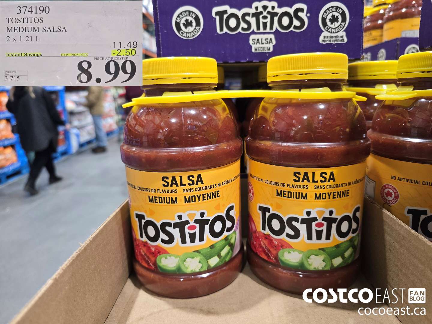 374190 TOSTITOS MEDIUM SALSA 2 X 1.21 L ($2.50 INSTANT SAVINGS EXPIRES ON 2025-02-09) $8.99