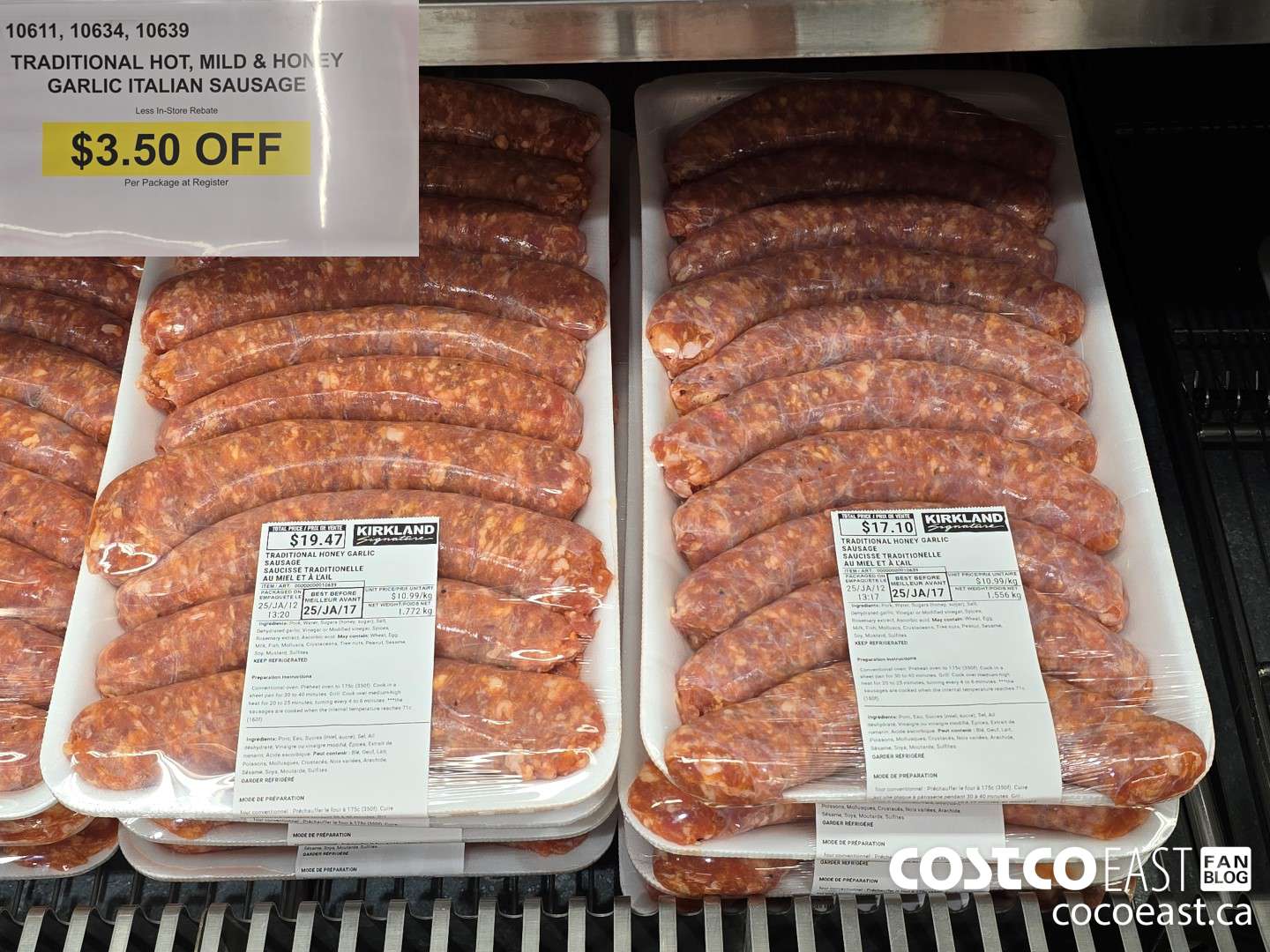 10611 TRADITIONAL MILD, HOT & HONEY GARLIC ITALIAN SAUSAGE ($3.50 INSTANT SAVINGS)