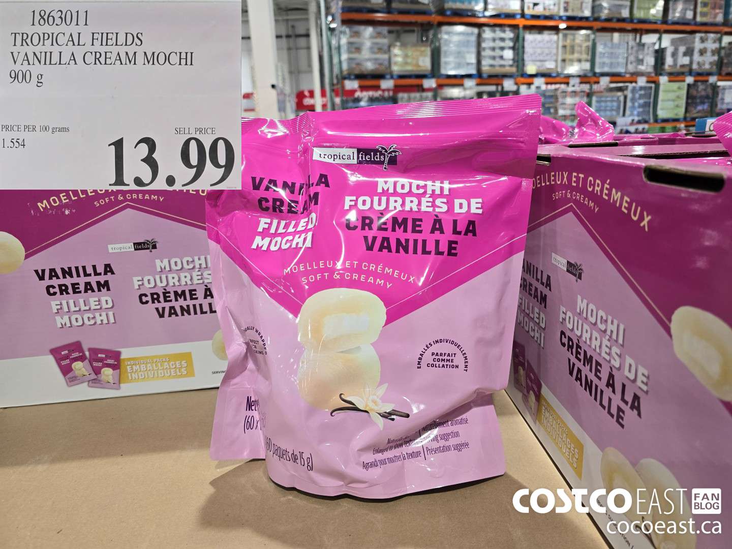 1863011 TROPICAL FIELDS VANILLA CREAM MOCHI 900 g $13.99