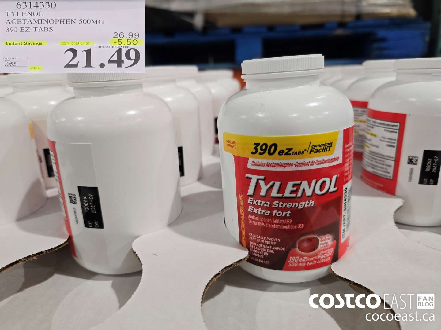 6314330 TYLENOL ACETAMINOPHEN 500MG 390 EZ TABS ($5.50 INSTANT SAVINGS EXPIRES ON 2025-01-19) $21.49