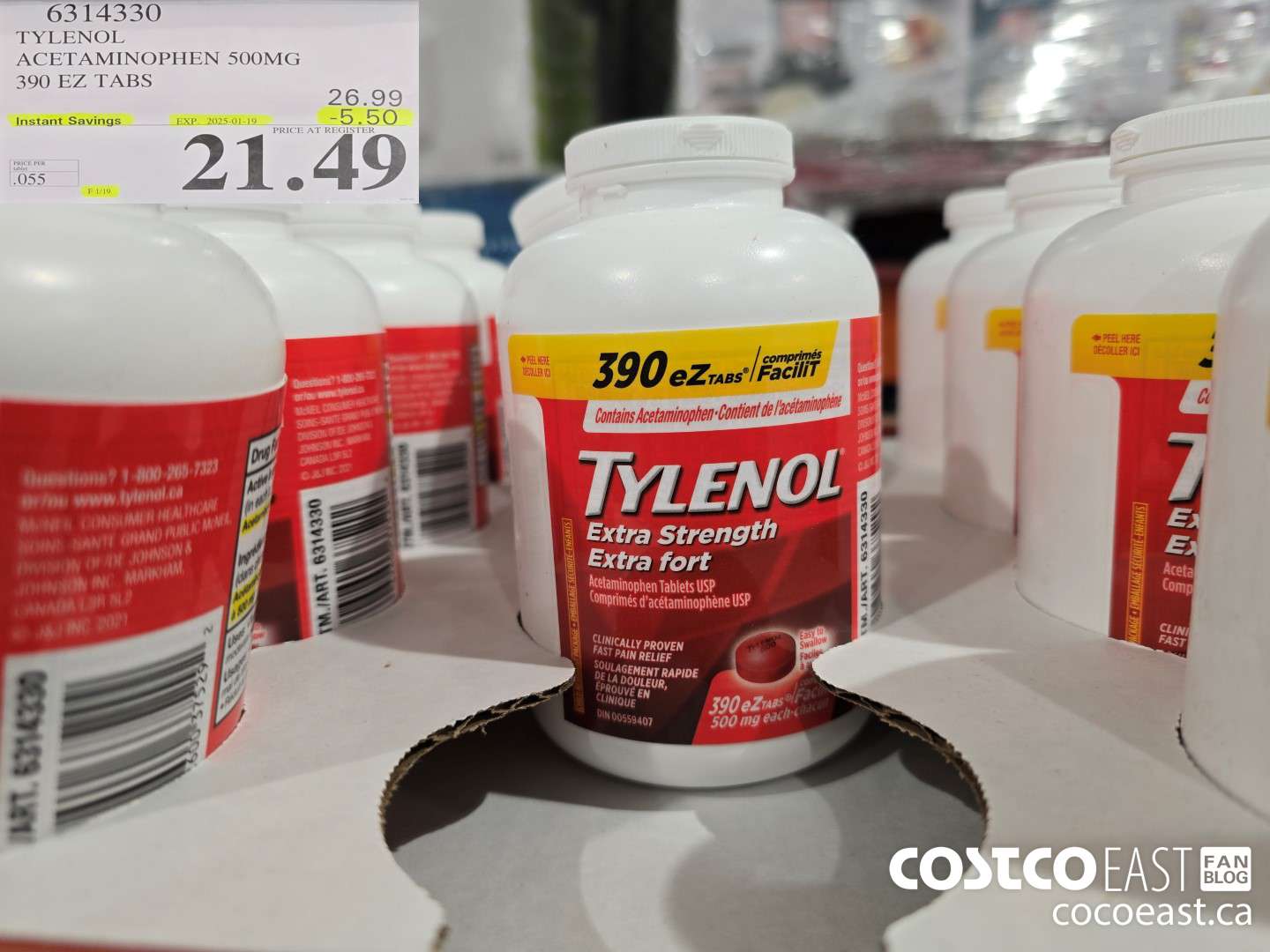 6314330 TYLENOL ACETAMINOPHEN 500MG 390 EZ TABS ($5.50 INSTANT SAVINGS EXPIRES ON 2025-01-19) $21.49