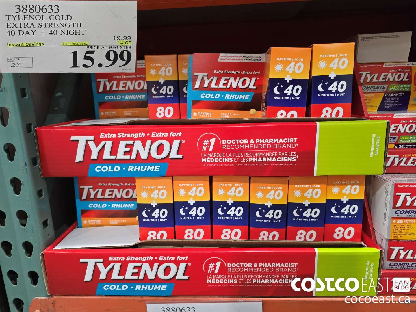 3880633 TYLENOL COLD EXTRA STRENGTH 40 day + 40 night ($4.00 INSTANT SAVINGS EXPIRES ON 2025-02-02) $15.99