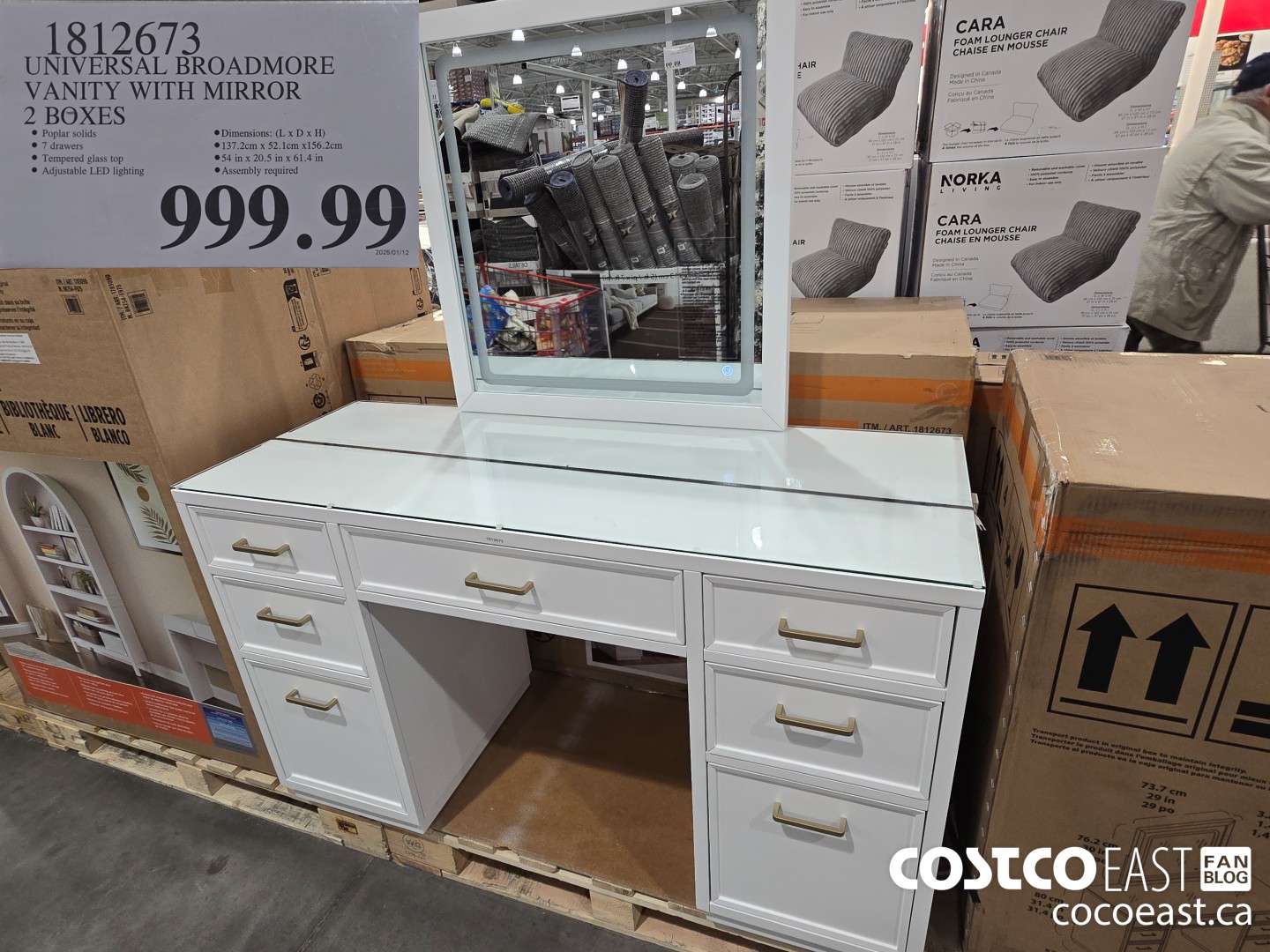 1812673 UNIVERSAL BROADMORE VANITY WITH MIRROR 2 BOXES $999.99