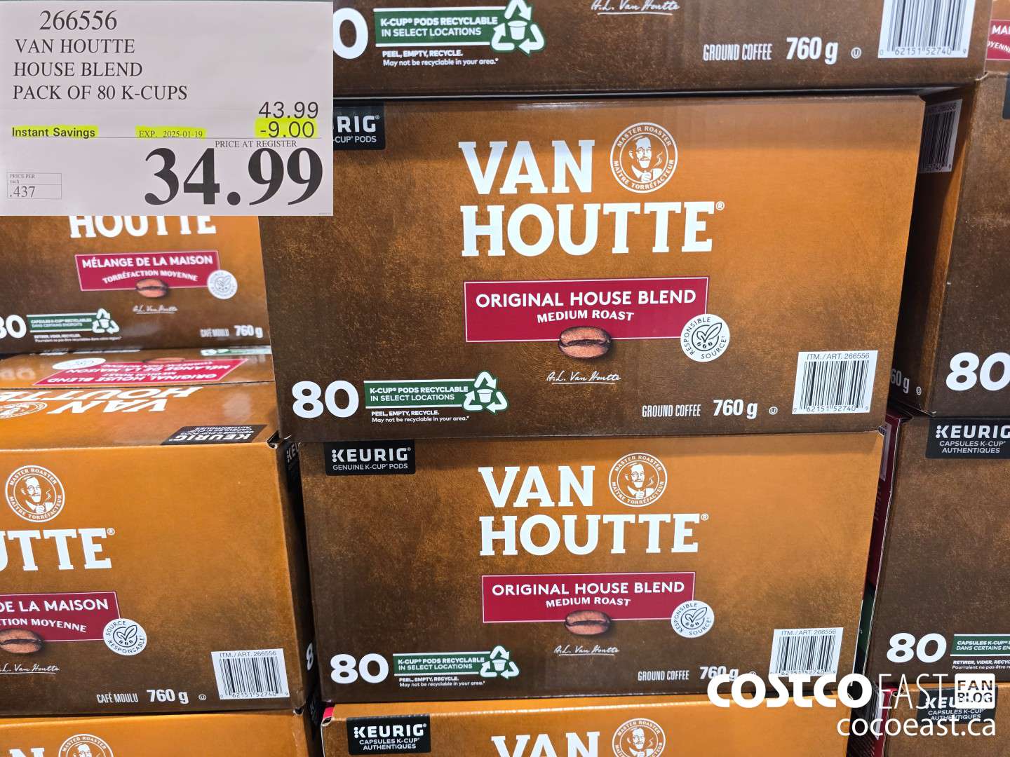 266556 VAN HOUTTE HOUSE BLEND PACK OF 80 K-CUPS ($9.00 INSTANT SAVINGS EXPIRES ON 2025-01-19) $34.99