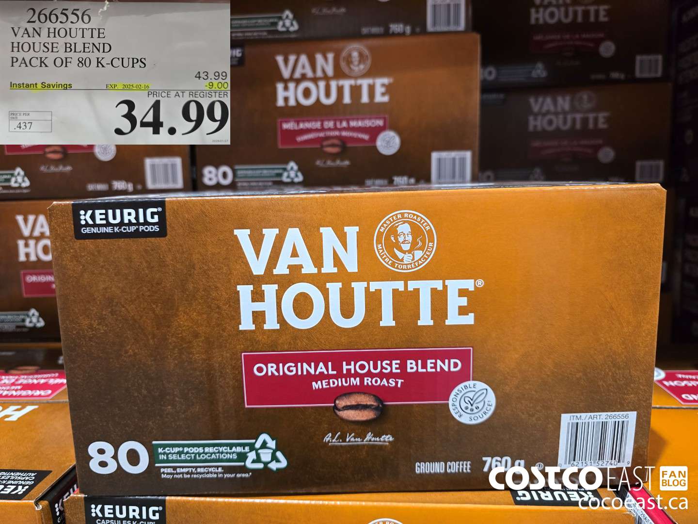 266556 VAN HOUTTE HOUSE BLEND PACK OF 80 K-CUPS ($9.00 INSTANT SAVINGS EXPIRES ON 2025-02-16) $34.99