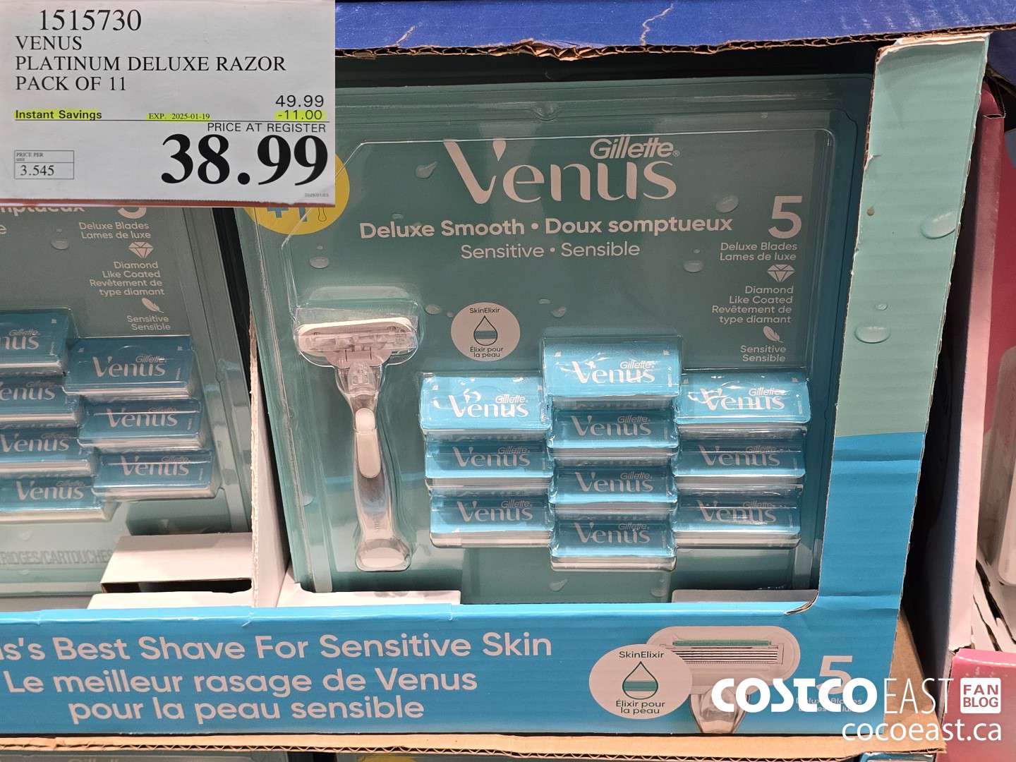 1515730 VENUS PLATINUM DELUXE RAZOR + 11 CARTRIDGES ($11.00 INSTANT SAVINGS EXPIRES ON 2025-01-19) $38.99