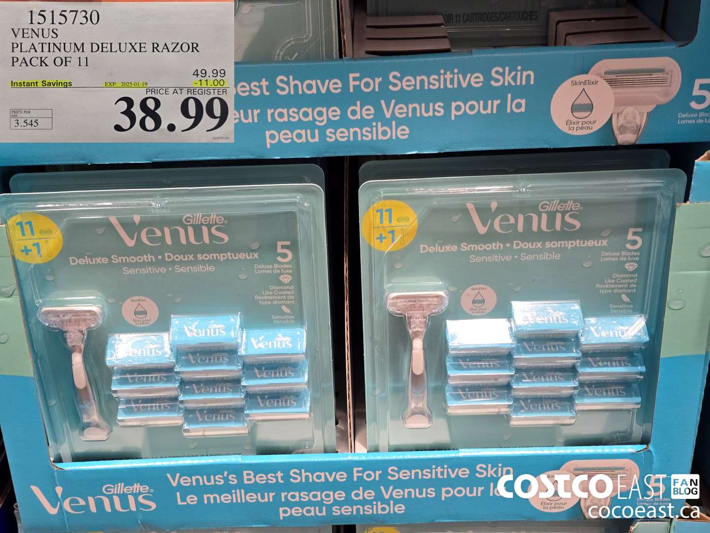 1515730 VENUS PLATINUM DELUXE RAZOR + 11 CARTRIDGES ($11.00 INSTANT SAVINGS EXPIRES ON 2025-01-19) $38.99