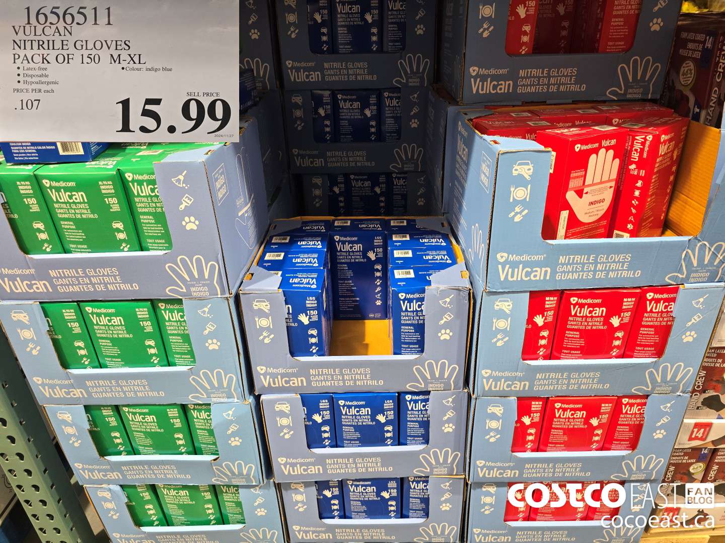 1656511 VULCAN NITRILE GLOVES PACK OF 150 M-XL $15.99