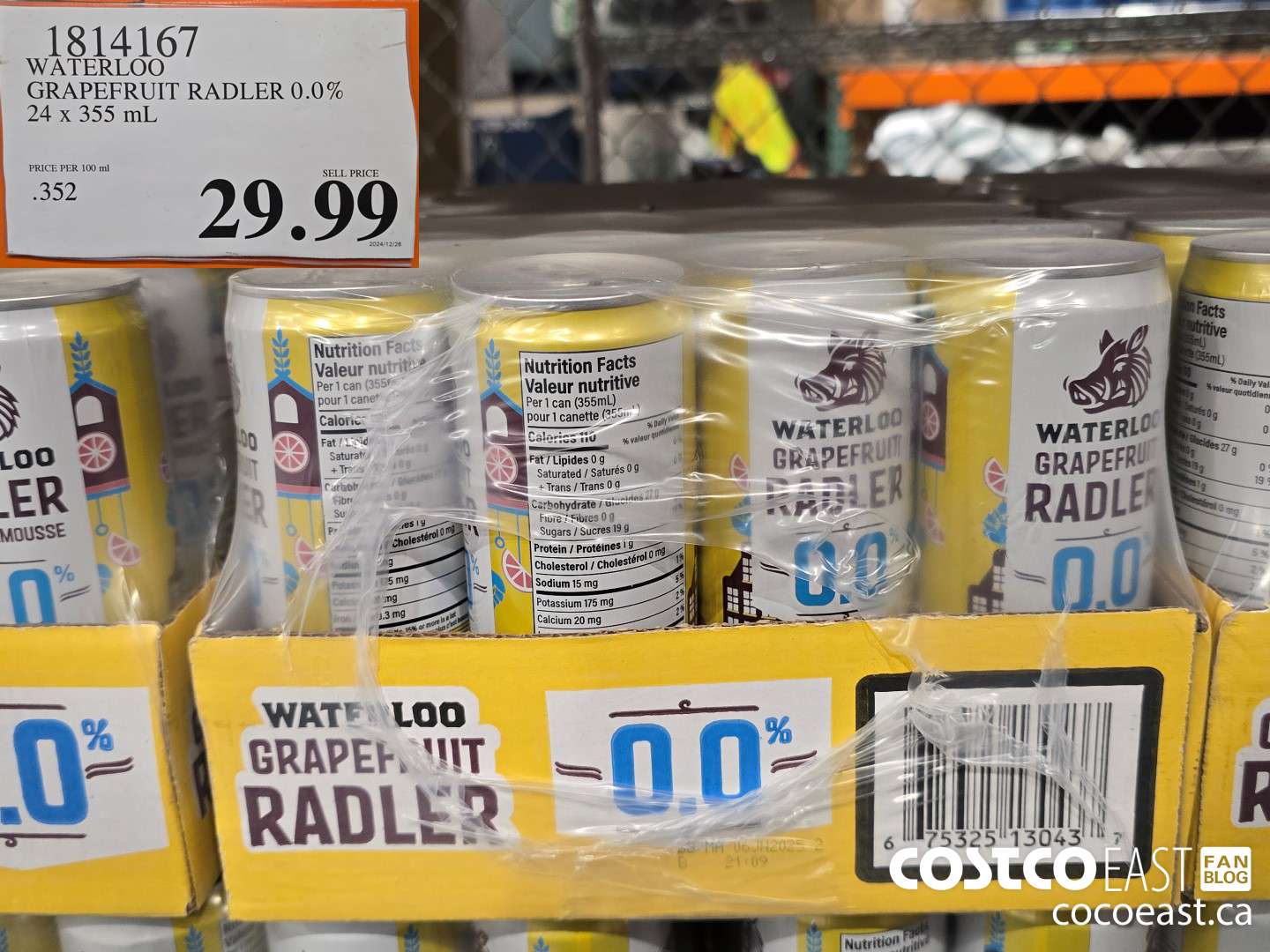 1814167 WATERLOO GRAPEFRUIT RADLER 0.0% 24 X 355 ML $29.99