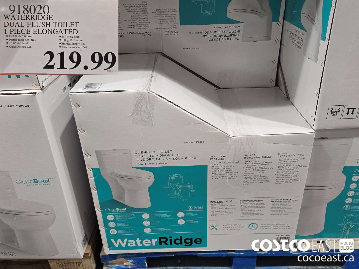 918020 WATERRIDGE DUAL FLUSH TOILET 1 PIECE ELONGATED $219.99